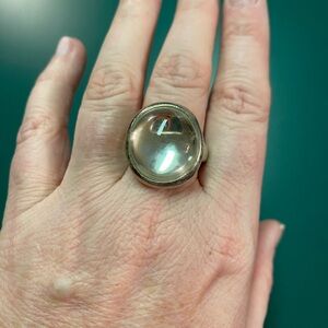 Elegant clear quartz cab Ring